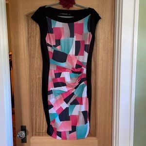 Geometric shift dress with ruching